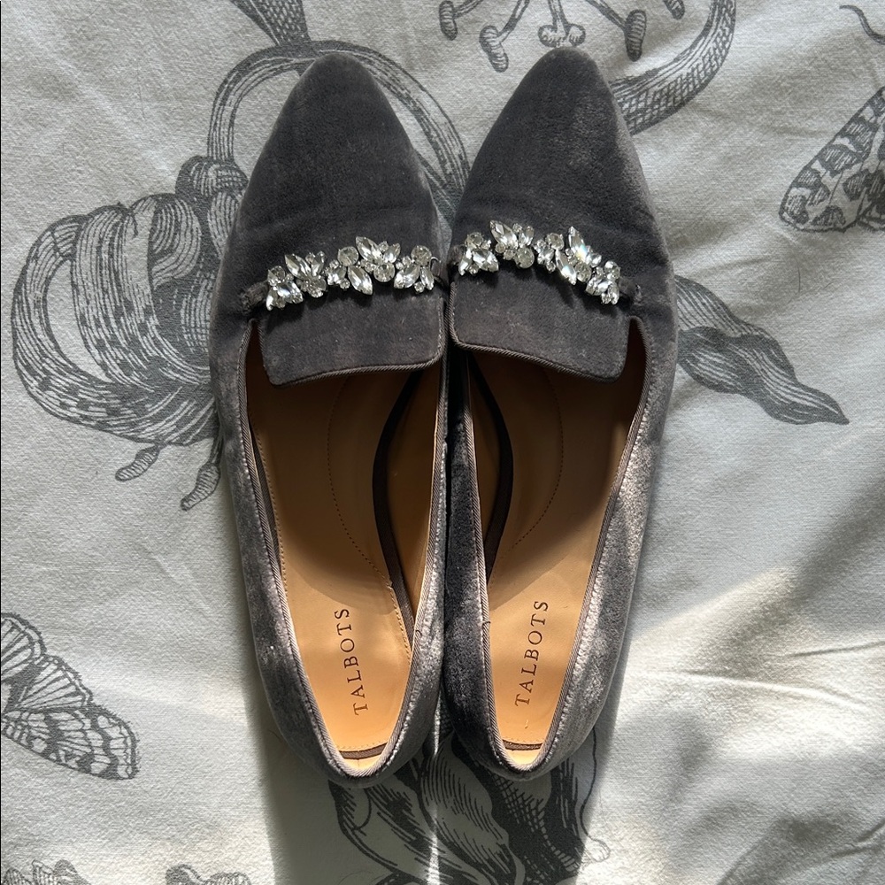 Talbots Charcoal Flats with Crystal Accents